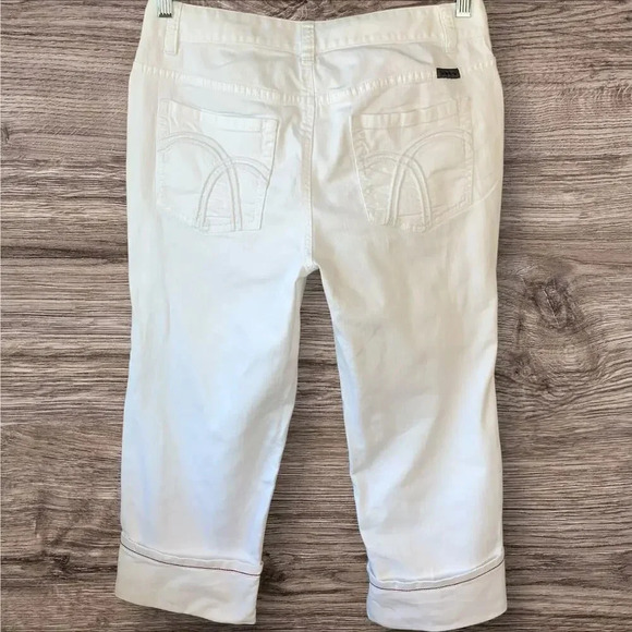 Liz Claiborne Jeans Boyfriend Fit Straight Crop Cuffed Size 10 White Mid Rise - Picture 2 of 16